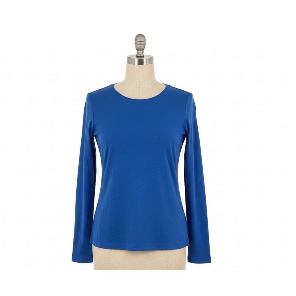 Croft and Barrow Classic Tee Womens Medium Blue Long Sleeve Cotton Shirt